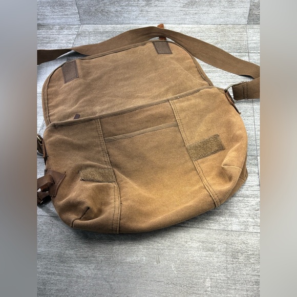 Rothco Canvas Leather Distressed Messenger Crossbody Bag 15” Computer Military - Picture 12 of 16